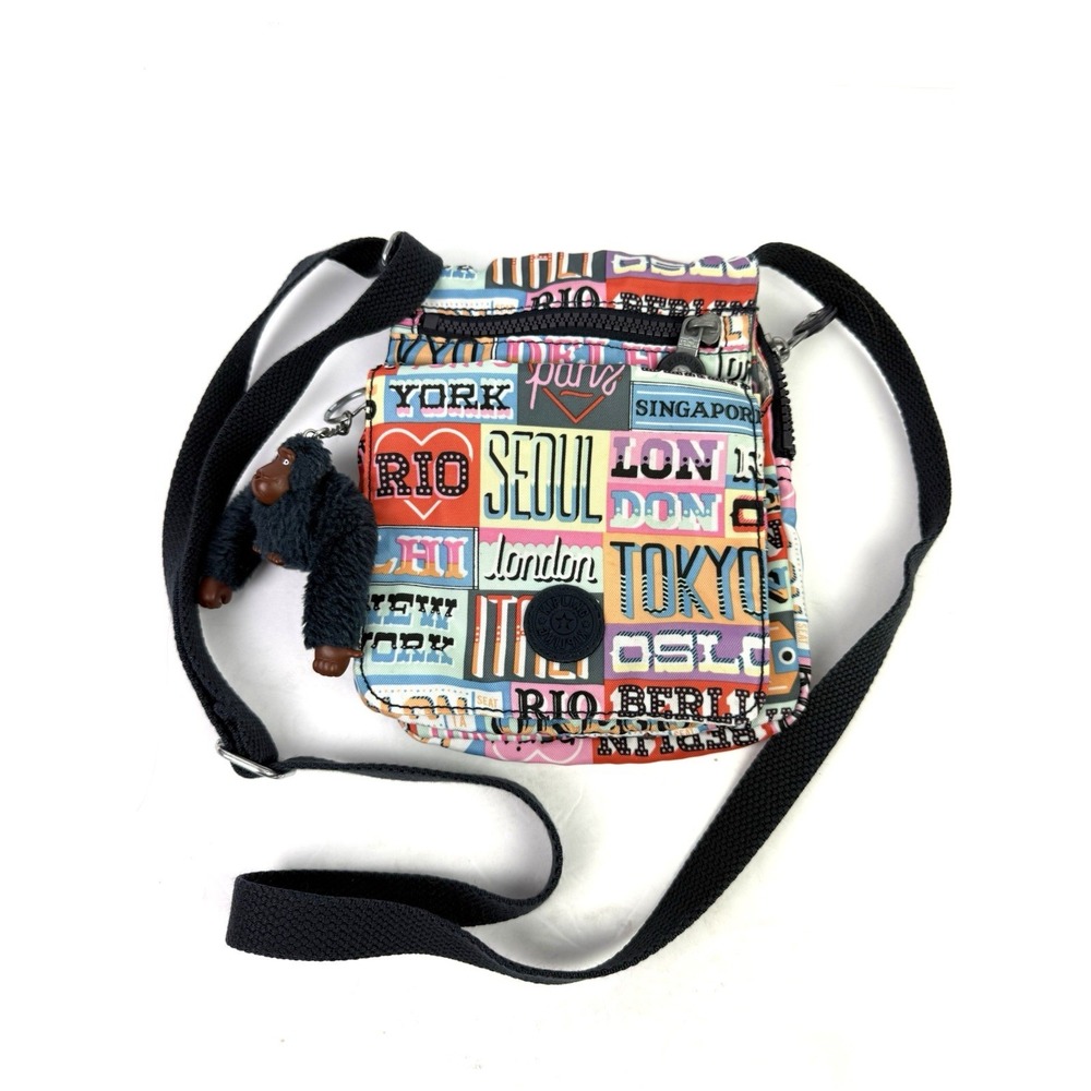 Kipling Crossbody Bag Hello Weekend World Travel Cities Seoul London Rio Nylon